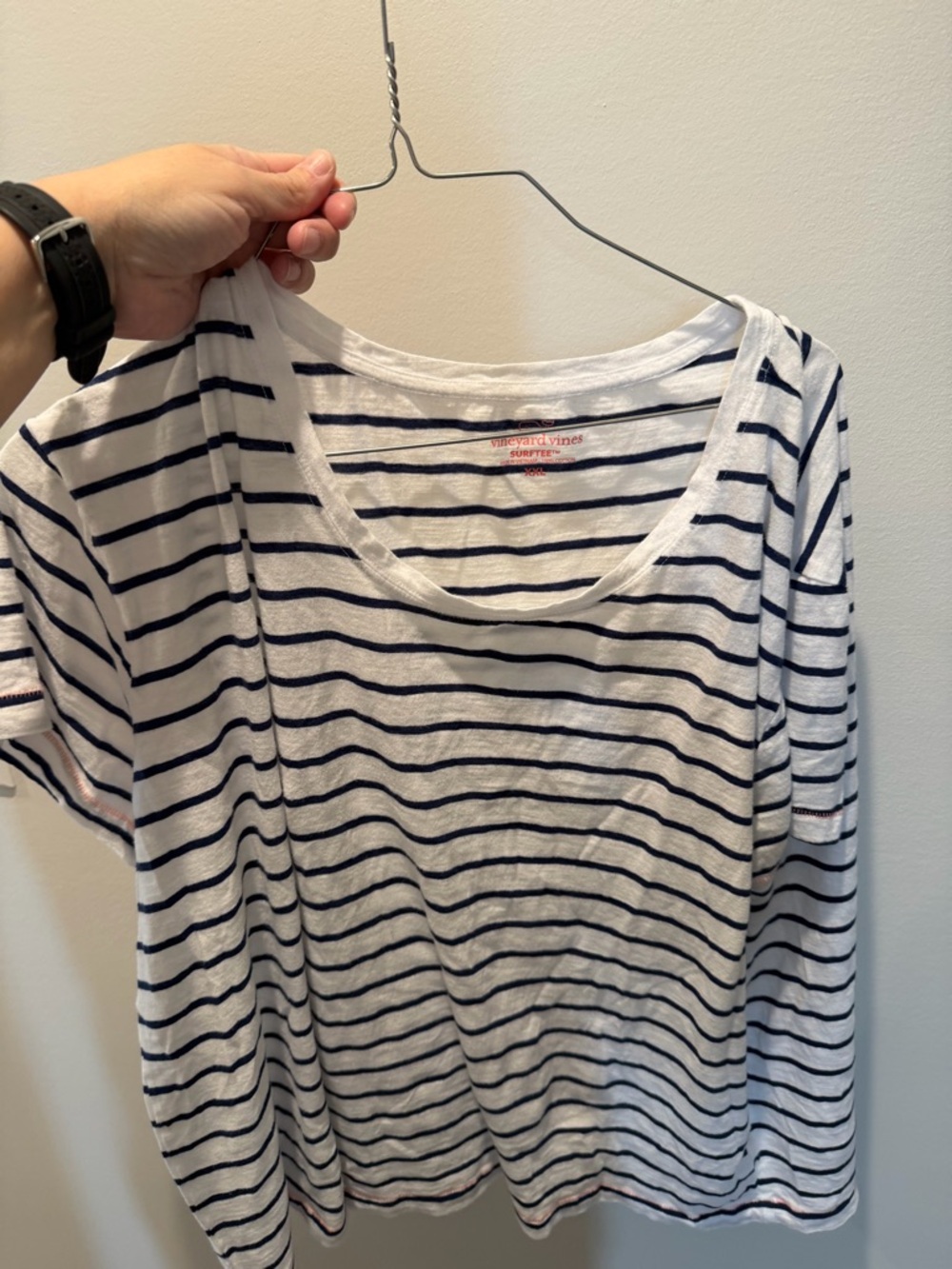 Vineyard Vines Navy & White Striped Scoop Neck Tee